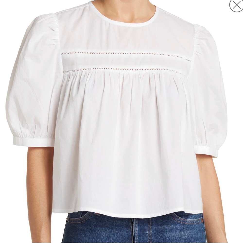Melrose and Market Yoke Detail Puff Sleeve Top SZ XS